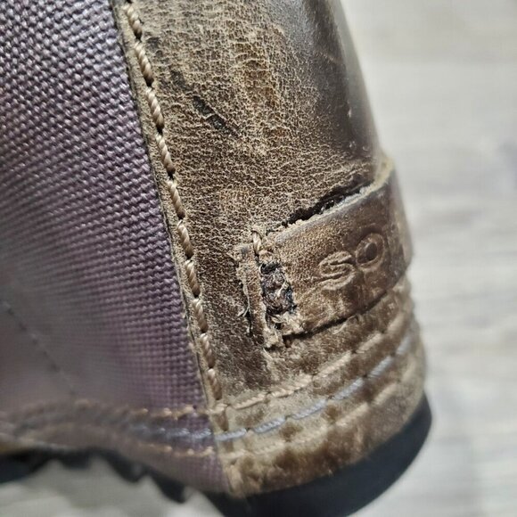 SOREL Women's PDX Boots Khaki Leather Canvas hidden Wedge Heel Lace Up Sz 9 READ - Picture 10 of 16